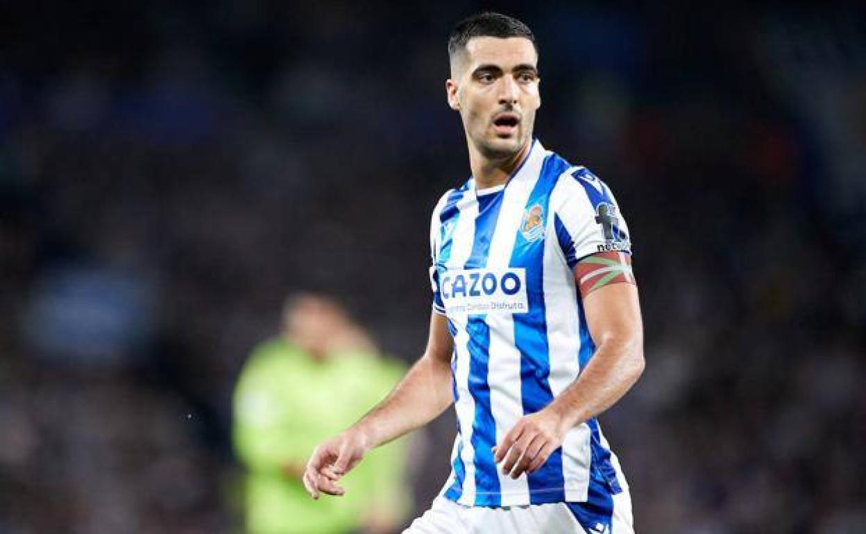 Mikel Merino durante el encuentro de Europa League ante el Manchester United