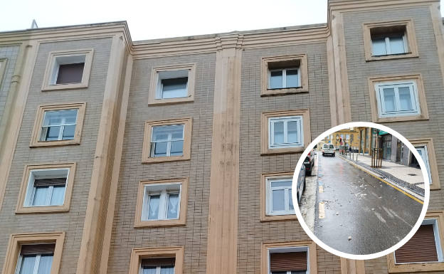 Caída de la cornisa de una terraza en la calle Zabaleta de Gros