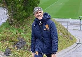 Imanol Alguacil, en la preiva de un entreno con la Real.