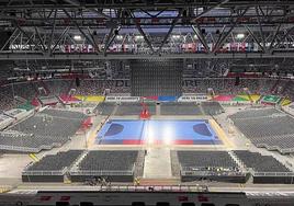 El Merkur Spiel-Arena de Düsseldorf, recovertido en pabellón para el Europeo de balonmano.