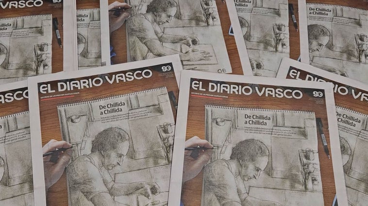 Eduardo Chillida Belzunce remata el dibujo realizado en exclusiva para El Diario Vasco.