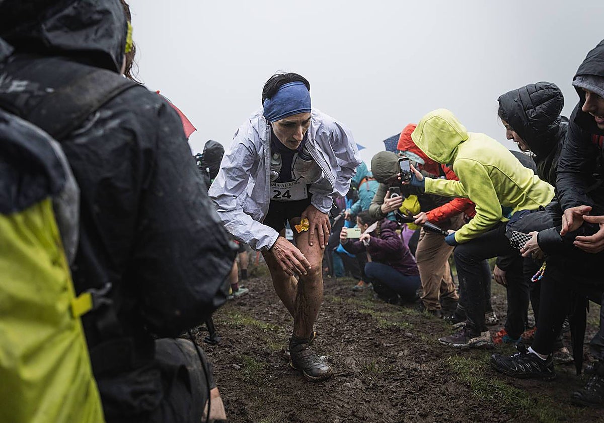 Oihan Kortazar en su carrera de 2023 en el maratón de montaña.