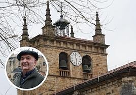 Iglesia de Segura. En la imagen pequeña, Laureano Telleria que ha ejercido como campanero durante 42 años.