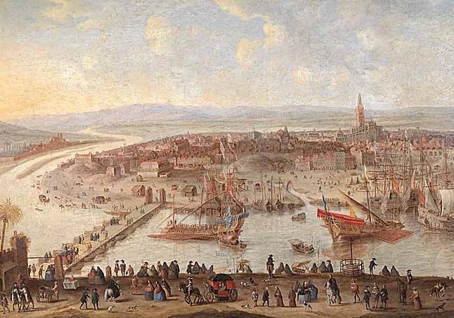 Vista panorámica de Sevilla en el siglo XVII.