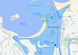Mapa que muestra en color azul la zona que estará cerrdad al tráfico el sábado 20 de enero entre las 16.30 y las 20.30 horas