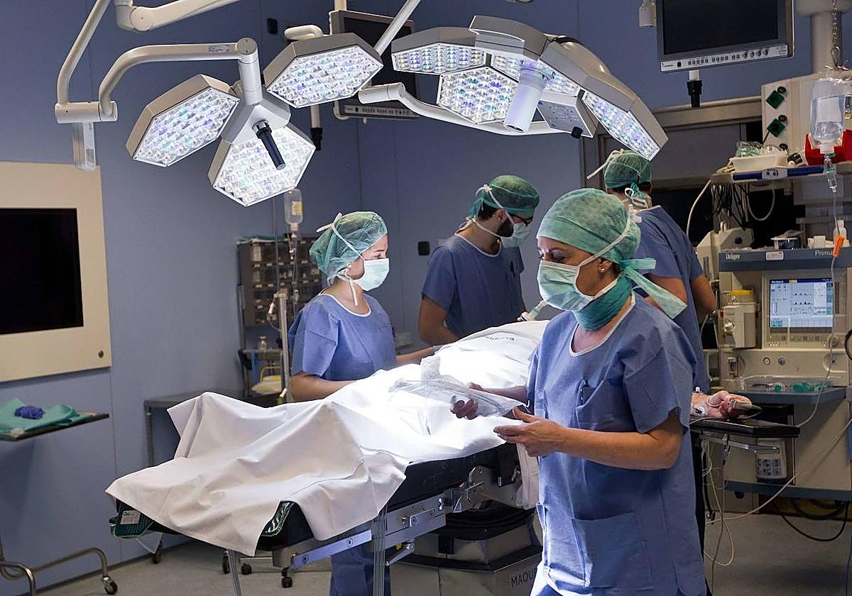 Unos sanitarios realizan una operación en un quirófano de Osakidetza.