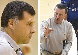 Alex Nogués y Goar Artetxe, entrenadores de Tolosa CF Eskubaloia y Redline Mekanika Take.