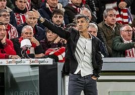 Imanol, en el derbi en San Mamés.