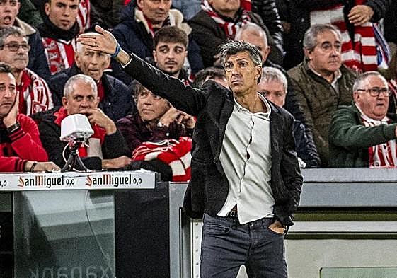 Imanol, en el derbi en San Mamés.