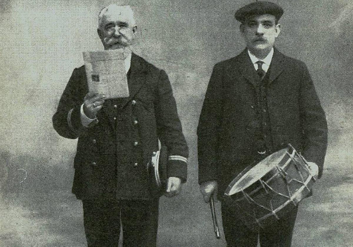 Los últimos pregoneros de San Sebastián: Pedro Gorospe y Luis Castañeda.