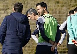 manol y Merino, en un entrenamiento en Zubieta.