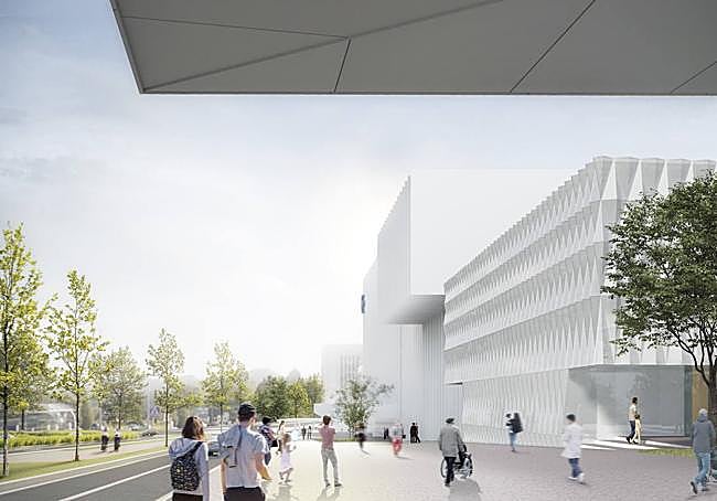 Proyección de la entrada del nuevo edificio.