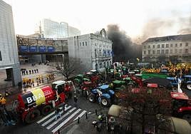 La protesta de los agricultores frente a las instituciones comunitarias en Bruselas.