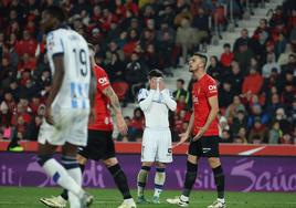 Ander Barrenetxea se lamenta de una ocasión desperdiciada en las semifinales de Copa ante el Mallorca.