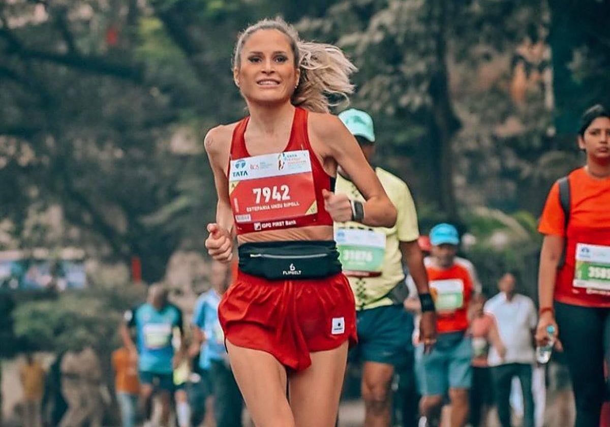 Verdeliss durante el maratón de Bombay