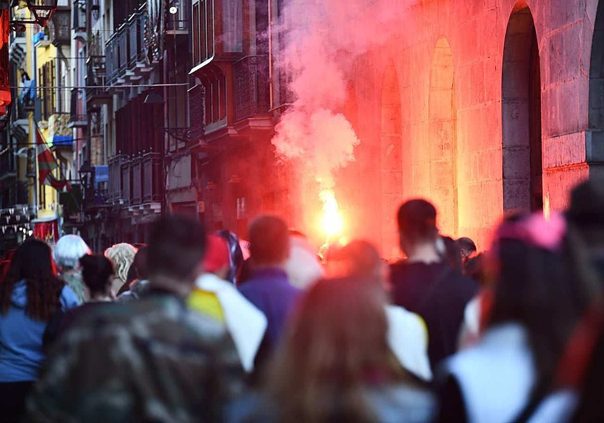 Manifestación en apoyo al joven herido en Tolosa por la Ertzaintza.