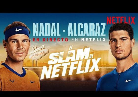 Cartel del partido que Alcaraz y Nadal van a disputar el 2 de marzo en Las Vegas, Estados Unidos.