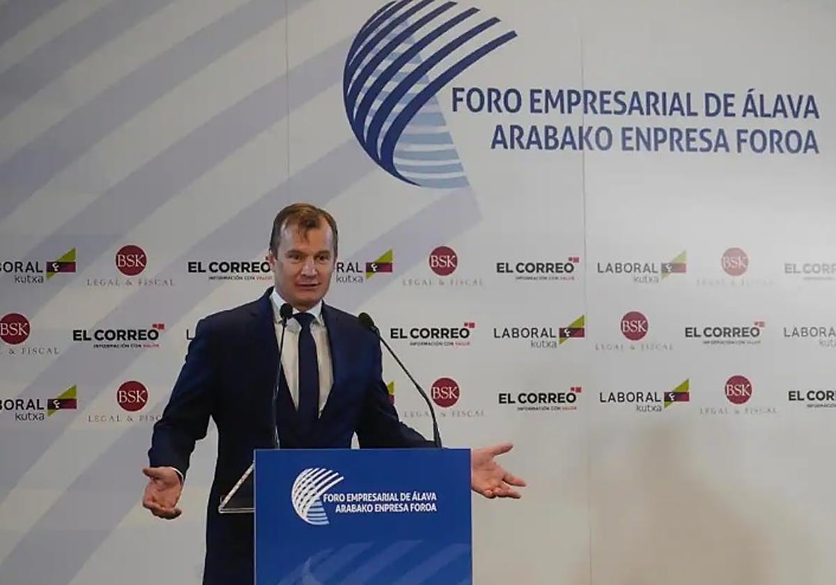 Meinrad Spenger, durante su intervención en el Foro Empresarial de Álava.