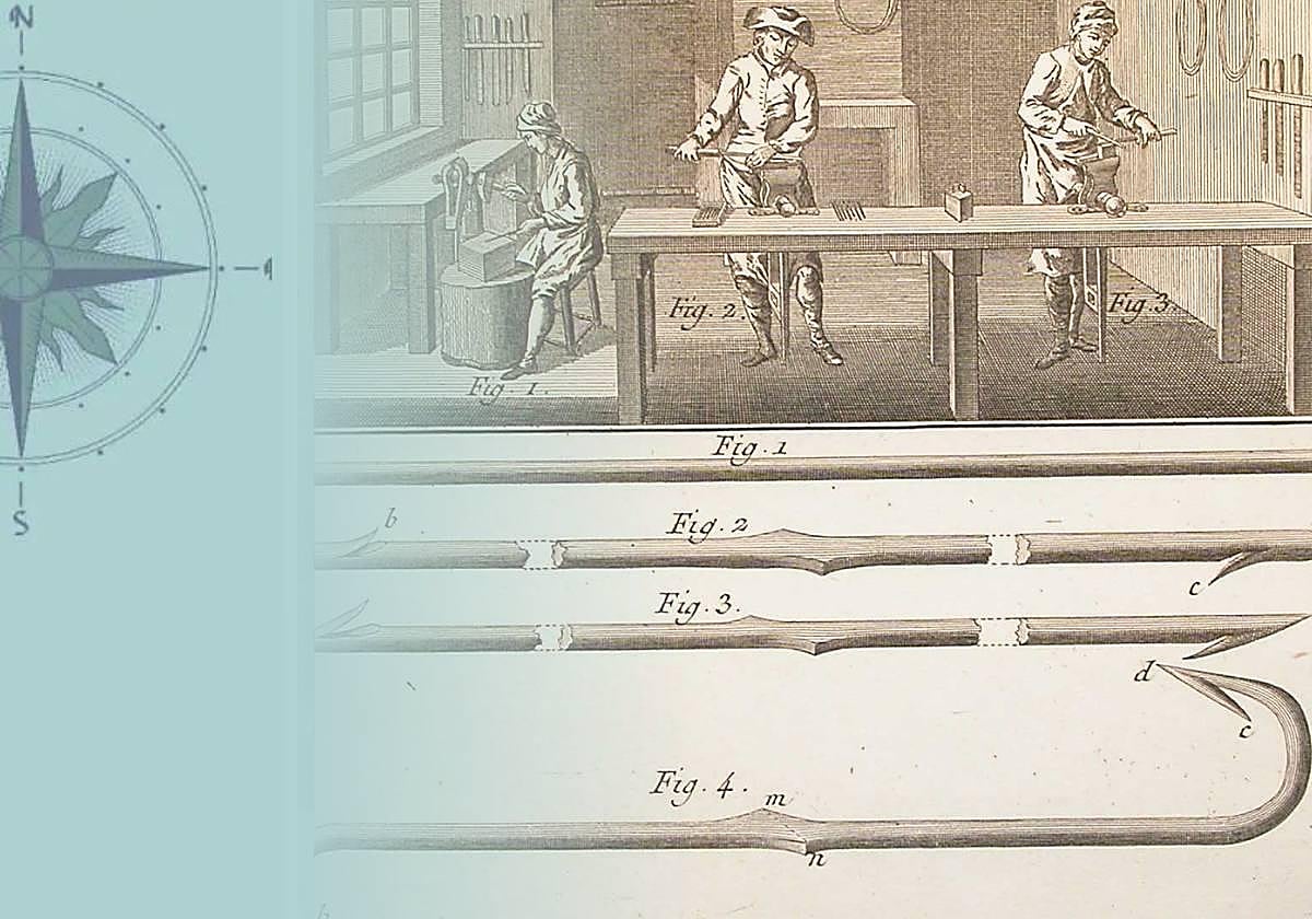 Fabricación de anzuelos en el siglo XVIII.