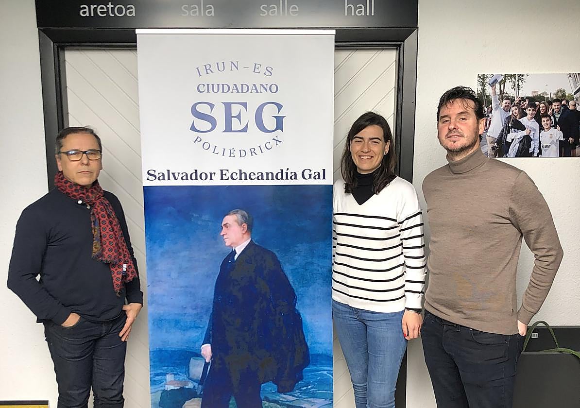 Iñaki Ceberio, Nuria Alzaga e Igor Emery ayer en el Stadium Gal.