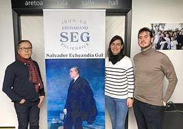 Iñaki Ceberio, Nuria Alzaga e Igor Emery ayer en el Stadium Gal.