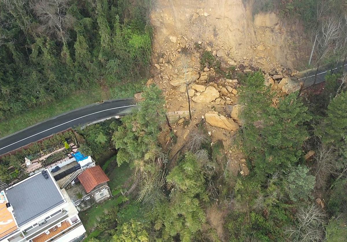 El derrumbe de Hondarribia, a vista de pájaro