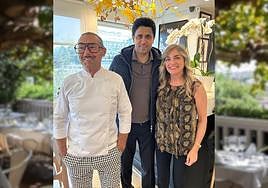 El conocido como jeque del PSG junto al cocinero Iñaki Arrieta y Lourdes Rekondo.