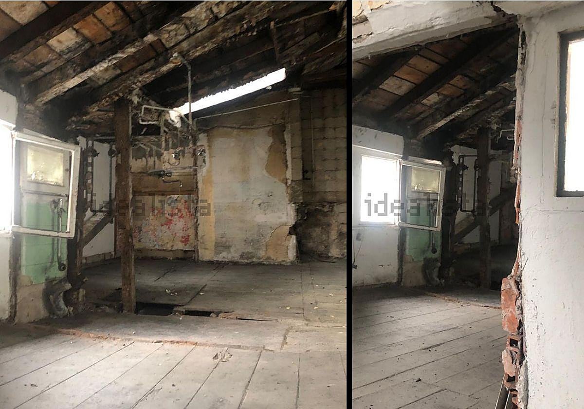 Dos imágenes del ático puesto a la venta en la Parte Vieja donostiarra.