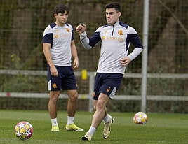 Ander Barrenetxea durante un entrenamiento en Zubieta