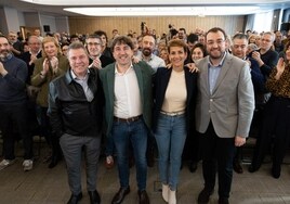 García-Page, Eneko Andueza, María Chivite y Adrián Barbó, en San Sebastián.