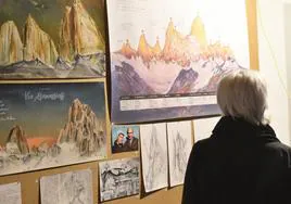 Patrimonio artístico. La exposición está compuestas por obras de arte ilustrado de croquis de escalada y montaña.