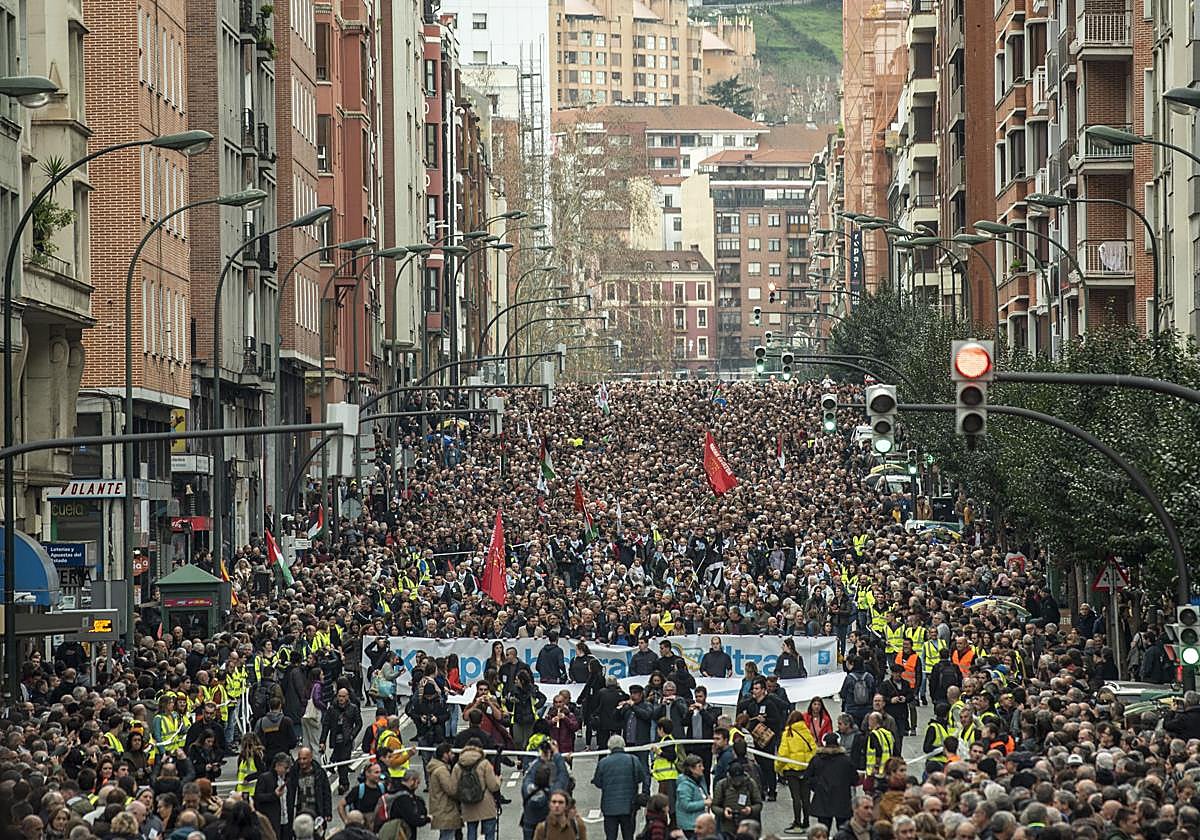 Un momento de la manifestación convocada por Sare en enero pasado en Bilbao