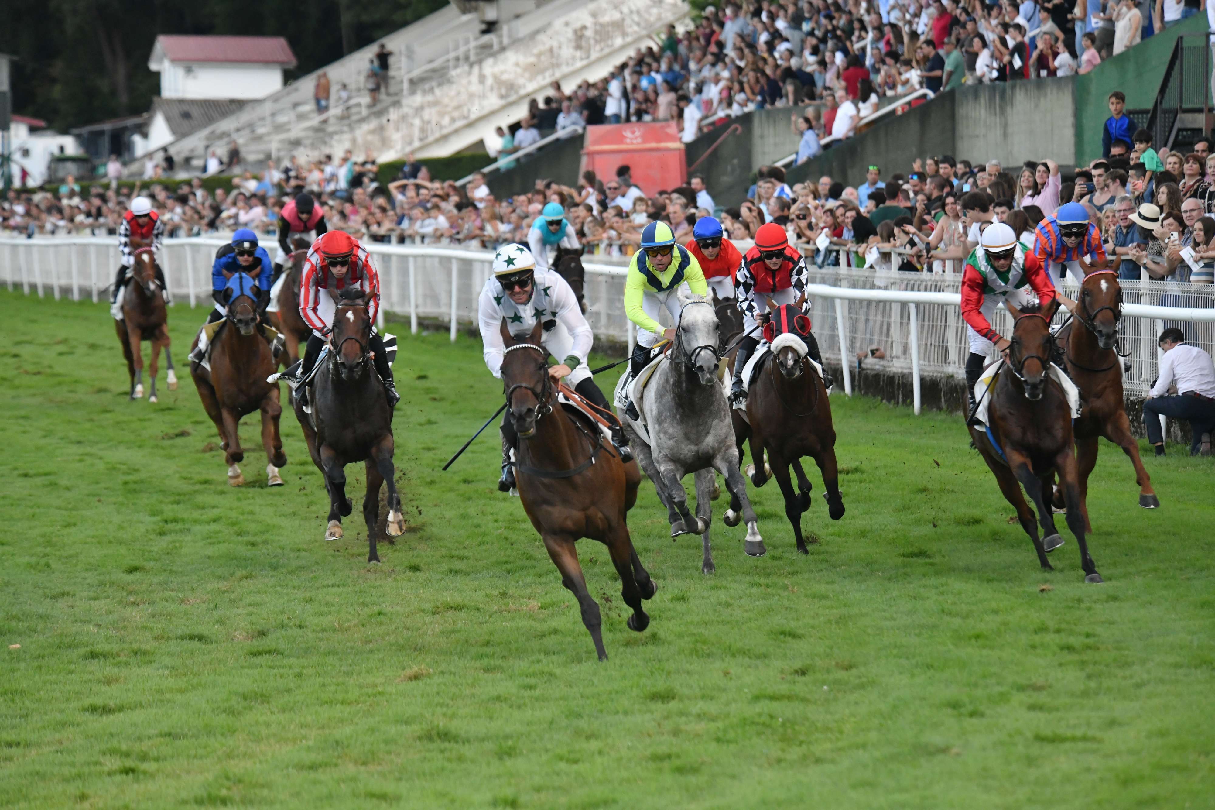 Carrera de caballos en el hipódromo de Donostia.