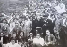 Inauguración del refugio de Igaratza, 9-9-1928. Bendijo la obra el padre Odriozola, franciscano de Tolosa.