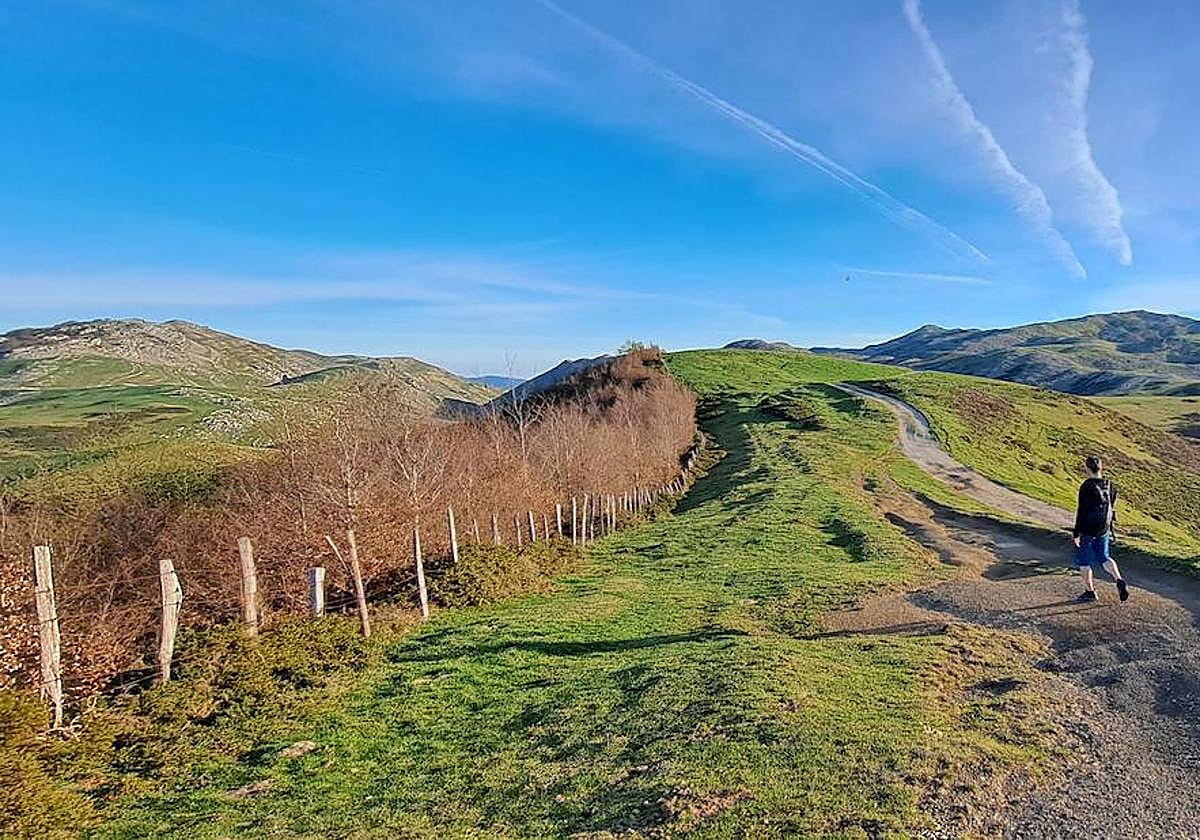 De camino a Errenaga, podemos disfrutar de unas precisas vistas de zonas de pasto, cimas de las Malloak o más alejadas.