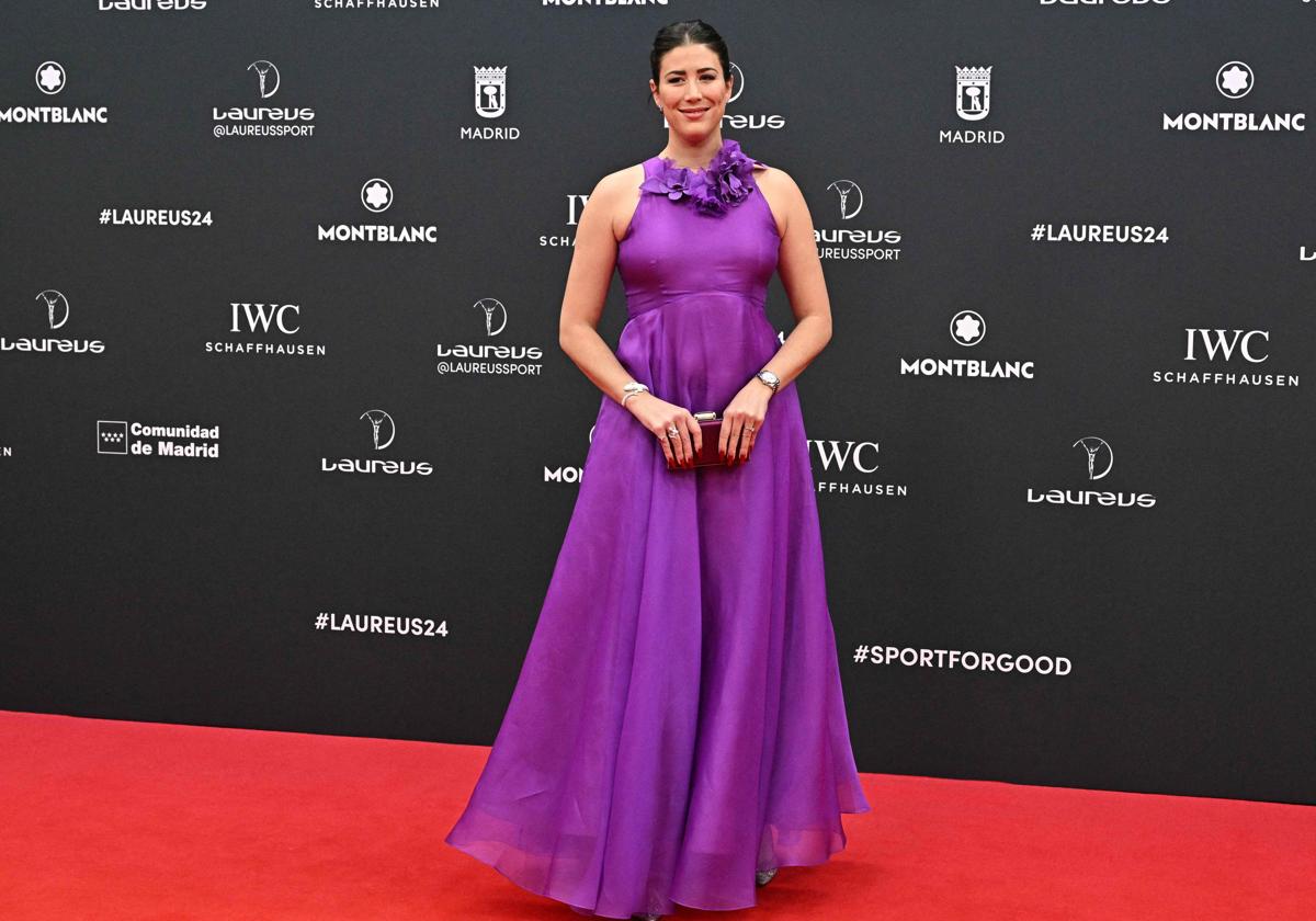 Garbiñe Muguruza en la alfombra roja de la gala de los Premios Laureus.