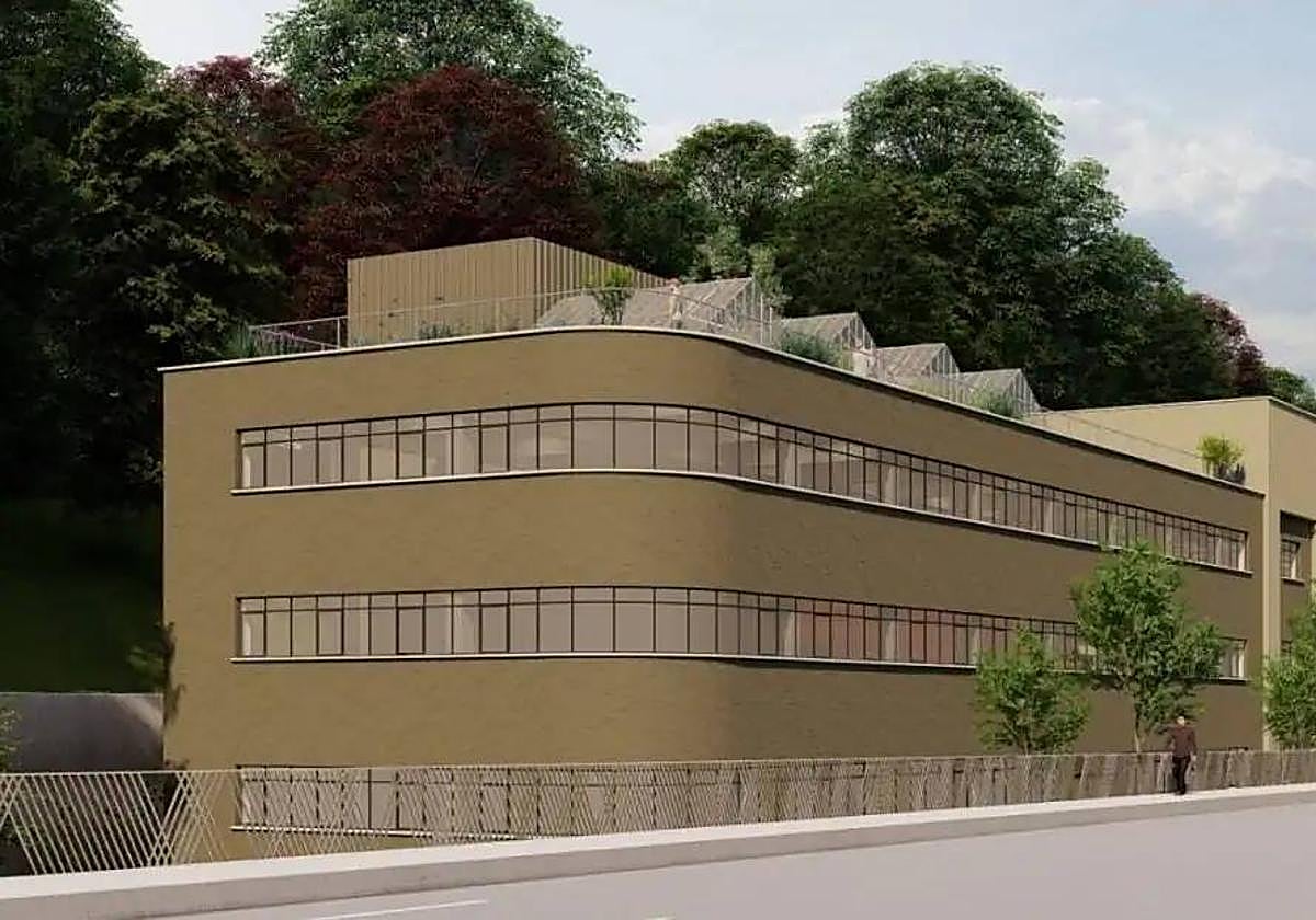 Imagen virtual del pabellón de oficinas de Luzuriaga, en la calle Eskalantegi, tras la rehabilitación.