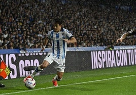 Kubo, durante una jugada contra el Real Madrid.