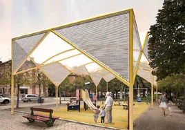 Fotomontaje de la futura cubierta del parque Harria, en Altza.