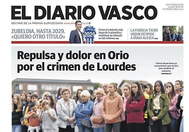 Portada de DV dos días después del asesinato de una mujer en Orio a manos de su expareja.