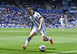 Javi Galán, durante un lance del juego ante el Las Palmas.