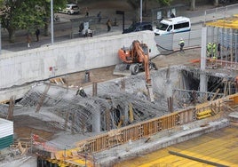 Forjado de hormigón desprendido en las obras de la estación de Atotxa.