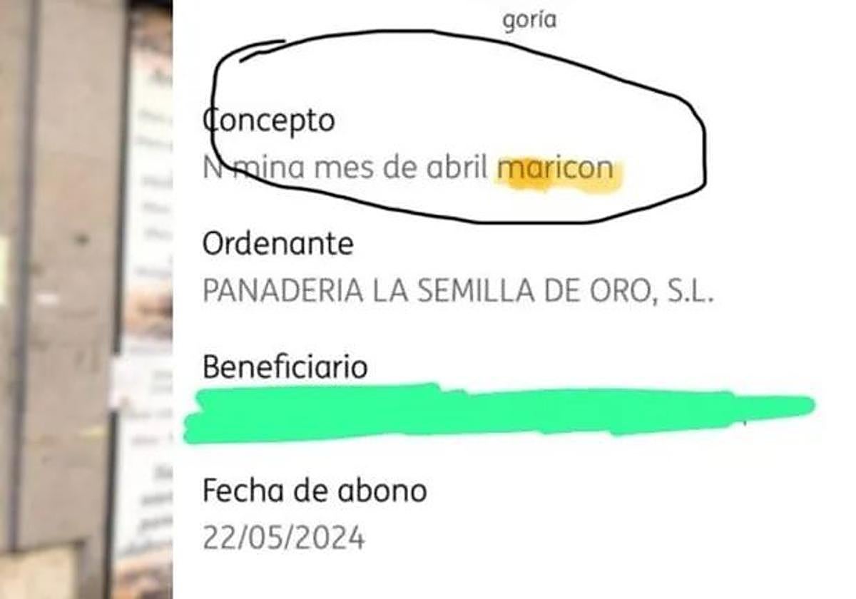 Nómina del trabajador que ha denunciado insultos en su concepto de nómina.