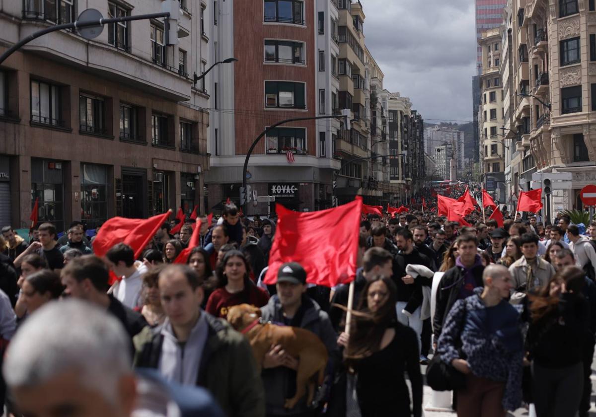 Manifestación convocada por EHKS el Primero de Mayo en Bilbao.