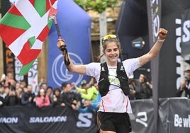 Malen Osa, a su llegada a meta de la Zegama-Aizkorri