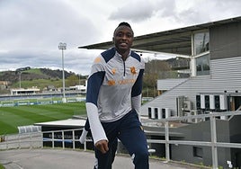 Sadiq, antes de un entrenamiento en Zubieta.