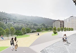 Infografía que recrea cómo podría queedar el entorno del hostal Oiarbide una vez consumada la rehabilitación.