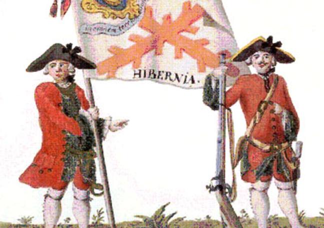 Soldados del regimiento Hibernia hacia mediados del siglo XVIII.