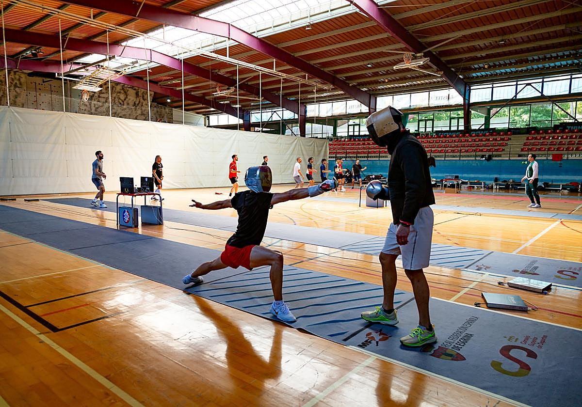 La selección húngara en un momentodel entrenamiento en el Pio Baroja