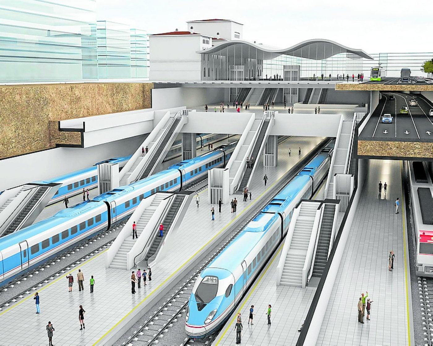 Fotomontaje de la futura estación ferroviaria de Vitoria.